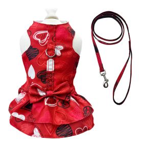 Abstract Hearts Harness Dress with Matching Leash (Color: Red, size: XL)